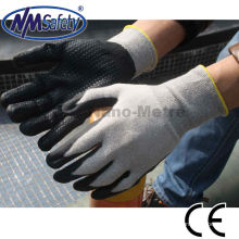 NMSAFETY 13 calibre nylon gris y forro de algodón recubierto de espuma de nitrilo guantes de trabajo transpirable